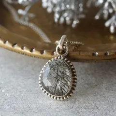 ブラックルチルクォーツ　ペンダントトップ　シルバー925（sv-822-1）