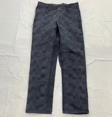INCOTEX／スラックスパンツ メンズ 濃灰色 チェック柄 コットン100％ 美品 上質 SLOWEAR