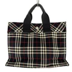 BURBERRY BLUE LABEL バーバリー ブルーレーベル チェックトートバッグ/ブラック×グレー