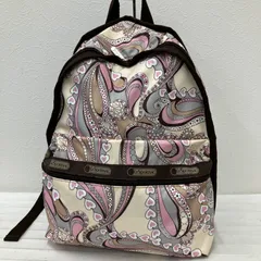 6469　LeSportsac　レスポートサック　リュック　 バックパック　ペイズリー　ハート　総柄　 ベージュ　ピンク　ブラウン　ナイロン　軽量　 レディース