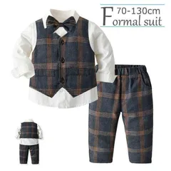 ベビーフォーマル ベビー服 スーツ 男の子 タキシード風 上下3点セット 1歳 2歳 3歳 70-130 おしゃれな 結婚式 お祝い お誕生日 赤ちゃん
