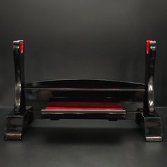 未使用 茶道具 輪島塗 木製黒真塗 結界 炉屏 蒔絵付 縁 足紅 間仕切り