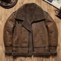 新品未使用 h 🏷 美式ヴィンテージ B3 フライトジャケット｜原生态 羊皮毛一体｜冬用 保温 高級 本革レザー メンズ