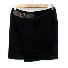 ラルフローレン RALPH LAUREN ラップスカート タイトスカート ミニ丈 4 S 黒 ブラック /SM21