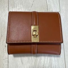 CELINE ブラウン 三つ折り財布 CELINE セリーヌ 三つ折り財布 Fine Strap Wallet ファイン ストラップ