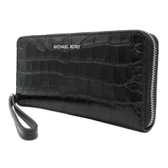【新品】マイケルコース 32F4SJ6T3E BLACK (ブラック) 財布 長財布 MICHAEL KORS JET SET レザー クロコ調 ラウンドジップウォレット ブティック レディース
