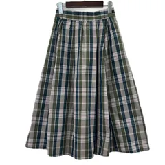 組曲 クミキョク チェックフレアスカート size1/グリーン系