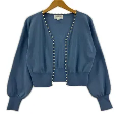 JILL by JILLSTUART ジルバイジルスチュアート パールデザインカーディガン sizeFR/ブルー