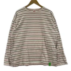 niko and... ニコアンド ボーダー クルーネック長袖Ｔシャツ sizeM/ライトピンク×ボルドー