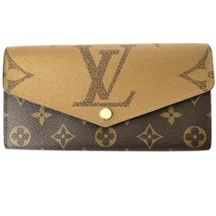 【Louis Vuitton】 ルイ・ヴィトン ポルトフォイユ・サラ M80726 モノグラム モノグラム・ジャイアント リバース キャンバス ブラウン系 イニシャル入り スナップボタン 二つ折り 長財布 財布 レディース 【中古】 USED-S 【9356】