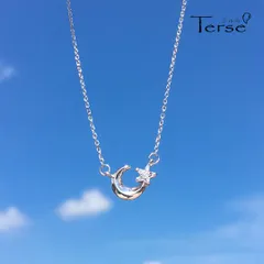 Terse ジルコニアがさりげなく胸元で輝くムーン＆スターネックレス ペンダント レディース 三日月 星 デイリーでもフォーマルでも大活躍 上品 プレゼント ギフト  お出かけ お呼ばれ パーティー 二次会 食事会 女子会   宇宙 sn0162a