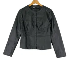 ZARA ザラ フェイクレザー ノーカラージャケット sizeEUR M/ブラック
