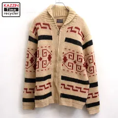 70s USA製 vintage PENDLETON ネイティブ柄 ウール カウチンセーター メンズ 表記Lサイズ
