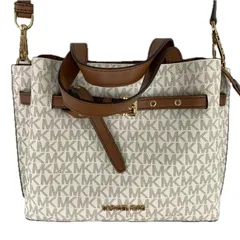 Michael Kors マイケルコース ストラップ付２WAYロゴハンドバッグ/ブラウン×アイボリー