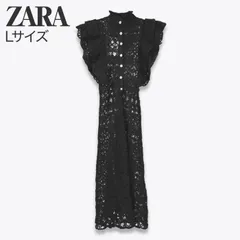 ZARA  ザラ ワンピース レース シャツワンピース ノースリーブ ハイネック モックネック 新品未使用 ブラック Lサイズ
