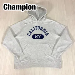 Champion チャンピオン プルオーバーパーカー フーディ M 霜降りグレー 2段プリント カプセルロゴ フェルトワッペン 袖ロゴ パイル裏地 着丈61cm 肩幅45cm 身幅(脇下)57cm 袖丈56.5cm【古着】