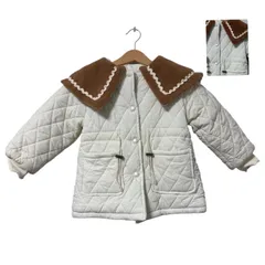 【新品】110cm キルティングコート ホワイト 韓国子供服 かわいい 襟付き アウター