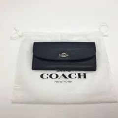 ◎◎COACH コーチ  クロスグレイン レザー ソフト ウォレット　ネイビー F54008