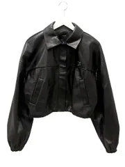 エモダ EMODA 24AW ボックスEマークショートブルゾン F ブラック フェイクレザー エコレザー ジップアップ アウター