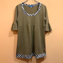 バーバリーロンドン ブルーレーベル ニットカットソー  ノバチェック切り替え プルオーバー チュニック丈 セミロング サイズ38 【送料込み】