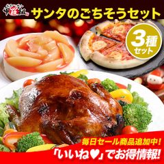 【12/14以降発送】🎅🎄サンタのごちそうセット✨ パーティ Xmas ケーキ ローストチキン ロティサリーチキン チキン ピザ チーズ 冷凍 鶏肉 お祝い お取り寄せ グルメ 人気 定番