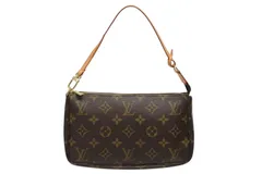 LOUIS VUITTON ルイヴィトン ポシェット アクセソワール アクセサリーポーチ M51980 モノグラム ブラウン レザー PVC 美品 中古 4b009337