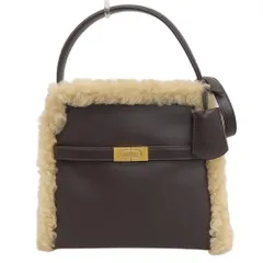 【本物保証】 トリーバーチ TORY BURCH リー ラジウィル スモール ダブルバッグ 2WAYバッグ シアリング レザー ブラウン