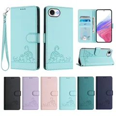 iPhone 15 ケース 手帳型 6色 猫ちゃん かわいい ストラップ付き スタンド機能 カードポケット マグネット 耐衝撃 日常 アイフォン 15 スマホカバー 携帯カバー