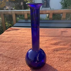 コバルトブルー ガラス一輪挿し　18cm　未使用　6.5×18