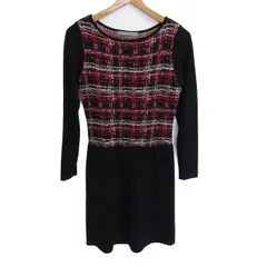 セオリーリュクス ニットワンピース トップス 長袖 シルク混 日本製 レディース 38サイズ 黒×赤 theory luxe 【中古】