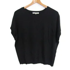 ニジュウサンク ニット トップス フレンチスリーブ 大きいサイズ レディース 46サイズ ブラック 23区 【中古】