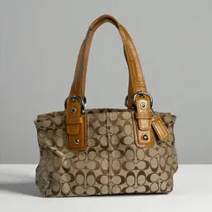●コーチ COACH ハンドバッグ トートバッグ キャンバス レザー 革 シグネチャー  F13117
