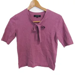 アンタイトル ニット トップス 五分袖 リブ ボウタイ レディース パープル UNTITLED 【中古】