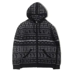【美品】Supreme シュプリーム ニット ブラック 黒 サイズ:M | 22AW THE NORTH FACE ノルディック柄 ジップ ウールニット セーター (Zip Up Hooded Sweater) | トップス コラボ【メンズ】【中古】