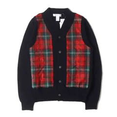 【新品】COMME des GARCONS SHIRT コムデギャルソン シャツ カーディガン ネイビー レッド系 サイズ:M | タータンチェック フランネル 切替 ニット カーディガン (W28511) | イタリア製 | トップス セーター【メンズ】