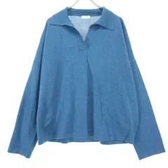 AKRIS punto アクリスプント 長袖 スキッパー ニットポロ セーター 8 ブルー レディース 古着