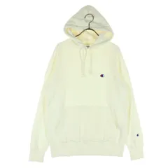 Champion チャンピオン 裏起毛 ワンポイントロゴ 長袖 パーカー L ホワイト メンズ 古着