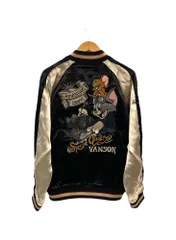 バンソン VANSON  トムとジェリー コラボ 刺繍 レーヨンサテン リバーシブル刺繍 スカジャン ブラック×ベージュ シルバー×ブラック TJV-2241 ジャケット ブラック Lサイズ 101MT-5382