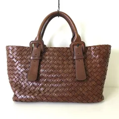 サザビー SAZABY バッグ オール レザー メッシュ 編み込み トートバッグ 茶 ブラウン かばん 鞄 カバン