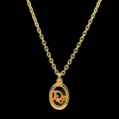 希少 Christian Dior クリスチャン ディオール CDロゴ エンブレム サークル オーバル ネックレス ペンダント アクセサリー 首輪 ゴールド ジュエリー ヴィンテージ