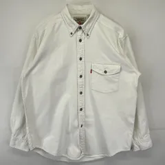 古着 リーバイス Levi's 長袖シャツ ボタンダウン レッドタブ デニムシャツ 金具ボタン 無地 胸ポケット M  ホワイト メンズ