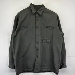 古着 エディー・バウアー Eddie Bauer 長袖シャツ ワークシャツ ワンポイントロゴ マルチポケット 無地 アウトドア M  グレー系 メンズ