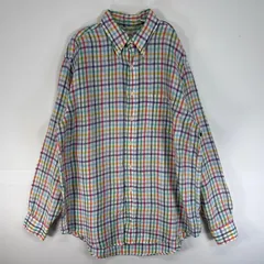 古着 ブルックスブラザーズ Brooks Brothers 長袖シャツ リネン 346 リネン M マルチカラー チェック メンズ