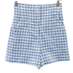 ZARA ザラ ツイード ショートパンツ XS ブルー系 レディース 古着