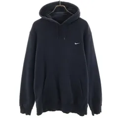 NIKE ナイキ 長袖 スウェットパーカー XL ネイビー 裏起毛 プルオーバー メンズ 古着