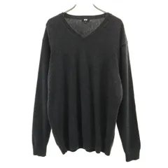 美品 UNIQLO ユニクロ 長袖 Vネック セーター XXL チャコールグレー ニット メンズ 古着