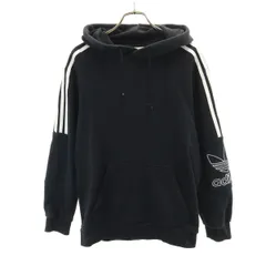 adidas Originals アディダスオリジナルス トレフォイルロゴ 長袖 スウェットパーカー S ブラック メンズ 古着