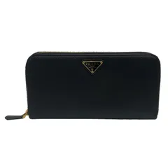 PRADA プラダ 長財布 1ML506 SAFFIANO TRIANG PORTAFOGLIO WALLET ブラック レザー レディース 財布 【中古】 22511K369