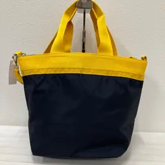 6425　LeSportsac レスポートサック　LG BUCKET TOTE　ディープネイビーブルー / オレンジ　 2way　バケットトート　ハンドバッグ　トートバッグ　ショルダーバッグ　舟形　紺　ネイビー　黄色系　イエロー系