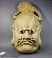 送料無料】日本木彫能面 阿亀面 能楽 伝統工芸 和風 壁掛け インテリア